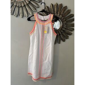 NWT Boden White Linen Embroidered Halter Shift Dress Summer 8R